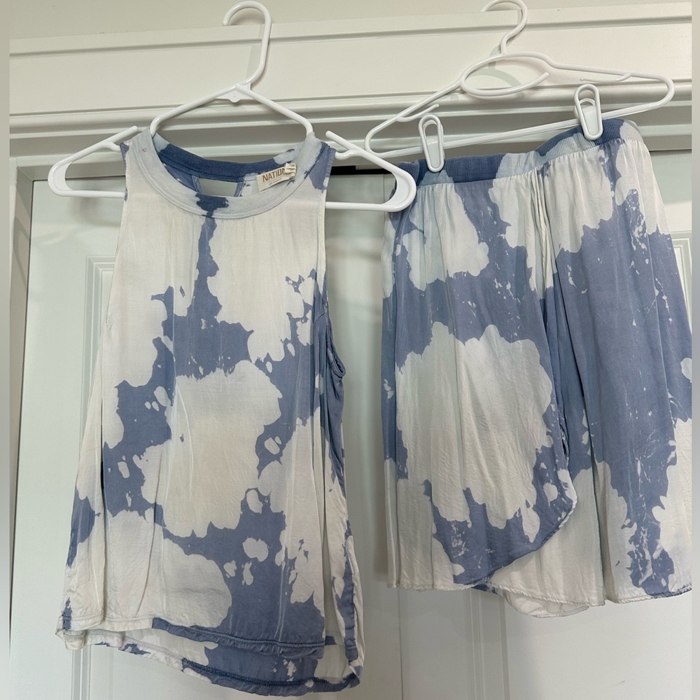 Nation LTD blue and white print tank and skirt set (XS)